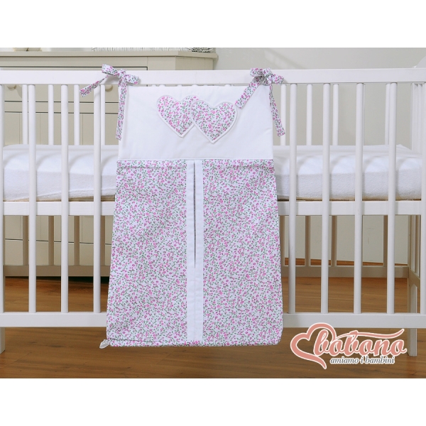 Pochette de Rangement pour Couche Rose Fleurs Cœurs
