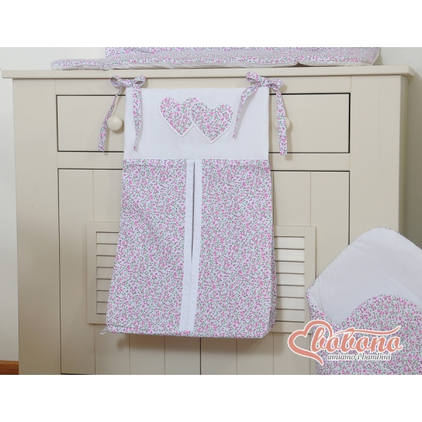 Pochette de Rangement pour Couche Rose Fleurs Cœurs