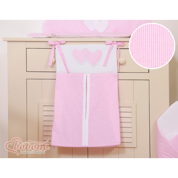 Pochette de Rangement pour Couche Rose Rayures Cœurs