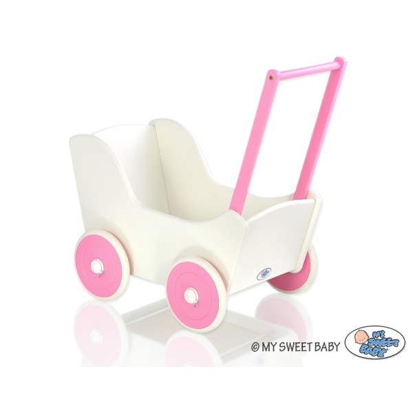 Poussette de Poupée en Bois  Blanc