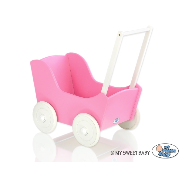 Poussette de Poupée en Bois  Blanc