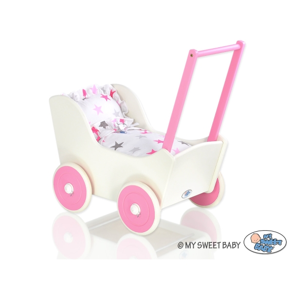 Poussette de Poupée en Bois  Blanc