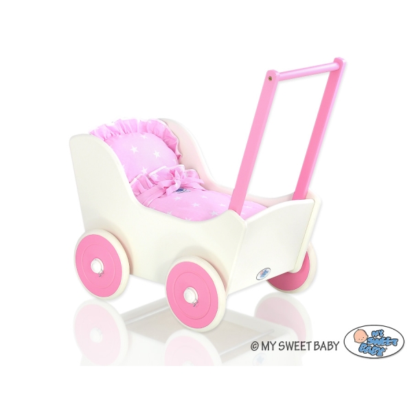 Poussette de Poupée en Bois  Blanc