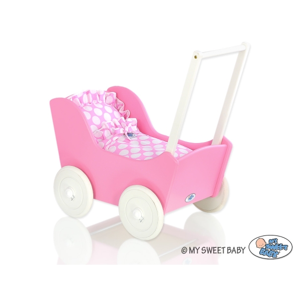 Poussette de Poupée en Bois  Blanc
