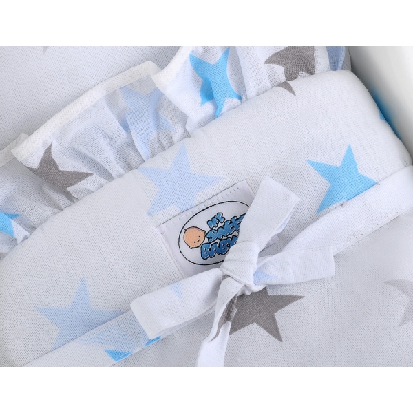 Poussette de Poupée en Bois  Blanc Bleu