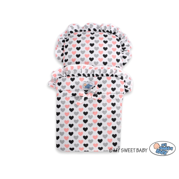 Poussette de Poupée en Bois  Blanc Gris