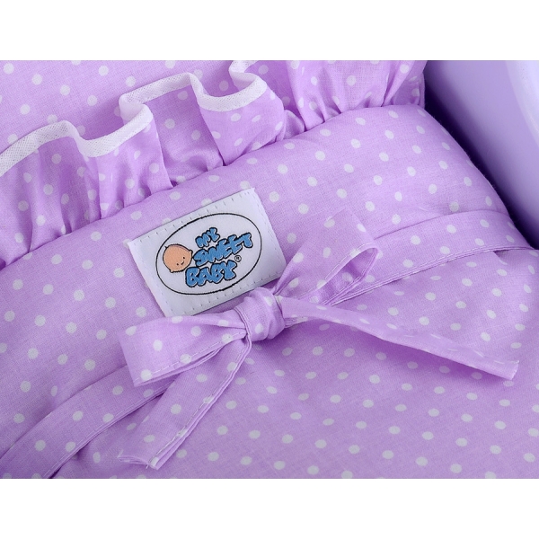 Poussette de Poupée en Bois  Blanc Lila