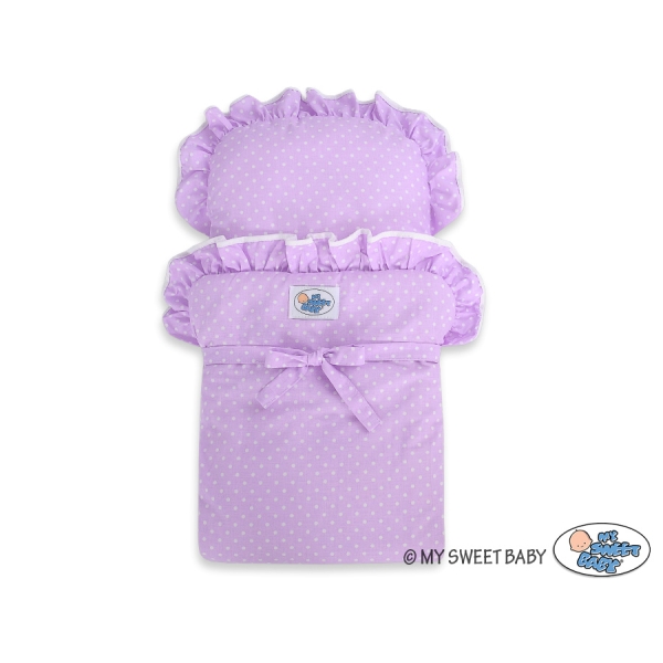 Poussette de Poupée en Bois  Blanc Lila