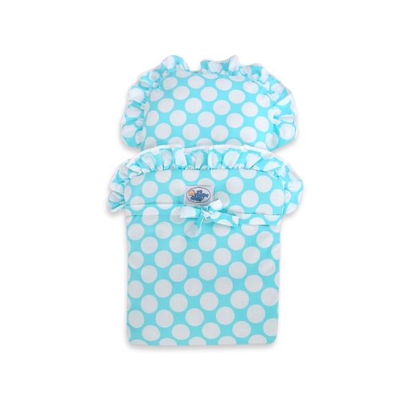 Poussette de Poupée en Bois  Blanc Turquoise