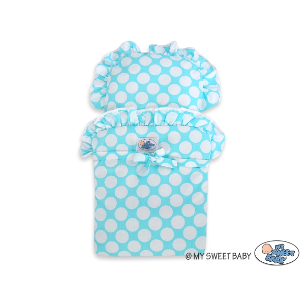Poussette de Poupée en Bois  Blanc Turquoise