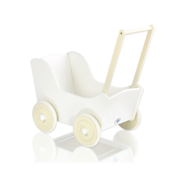 Poussette de Poupée en Bois  Crème Blanc