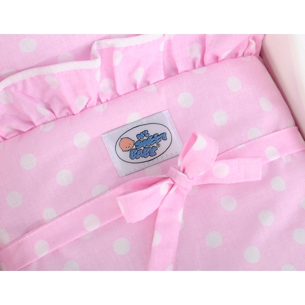 Poussette de Poupée en Bois  Rose Blanc