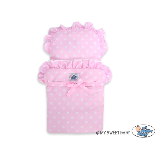 Poussette de Poupée en Bois  Rose Blanc