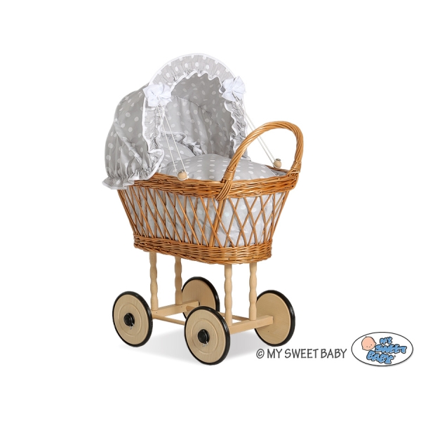 Poussettes de Poupée en Rotin Naturel Gris