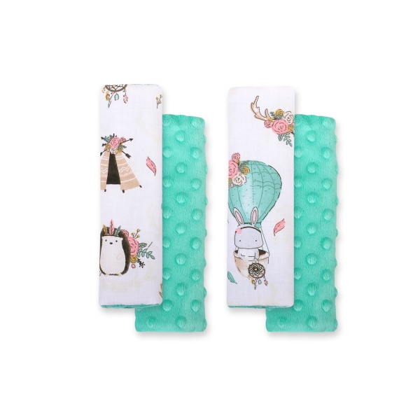Protège Ceinture de Sécurité Enfant Menthe Beige Renards
