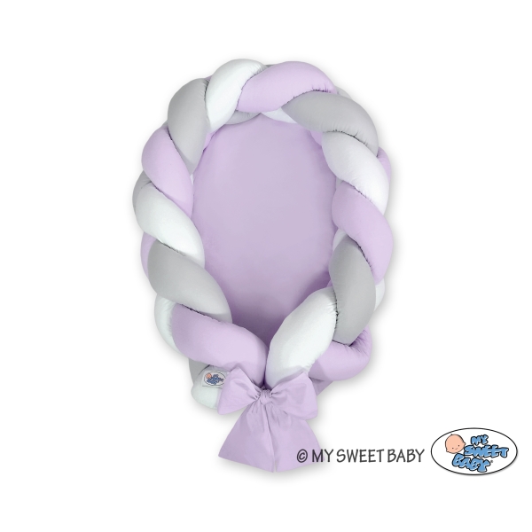 Réducteur de Lit Bébé Transformable en Tour de Lit Blanc Gris Lila