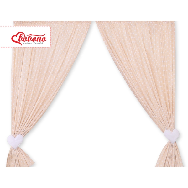 Rideaux pour Chambre de Bébé Beige à Pois Cœurs