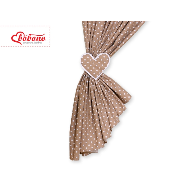 Rideaux pour Chambre de Bébé Brun à Pois Cœurs