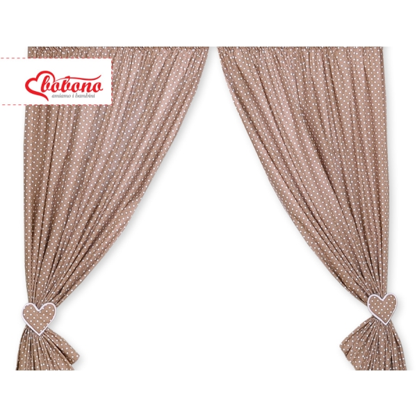 Rideaux pour Chambre de Bébé Brun à Pois Cœurs