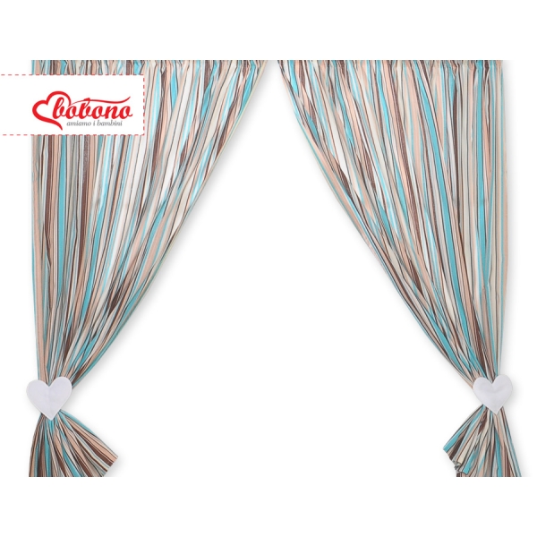 Rideaux pour Chambre de Bébé Brun Rayures Cœurs