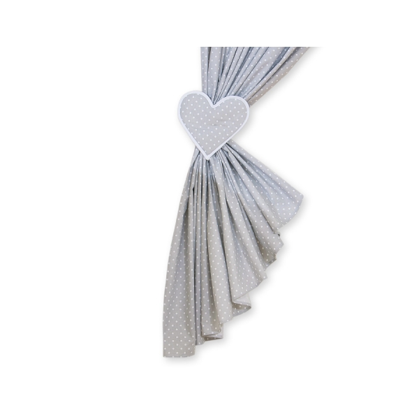 Rideaux pour Chambre de Bébé Gris à Pois Cœurs