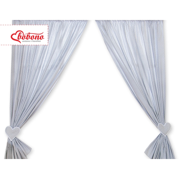 Rideaux pour Chambre de Bébé Gris à Pois Cœurs