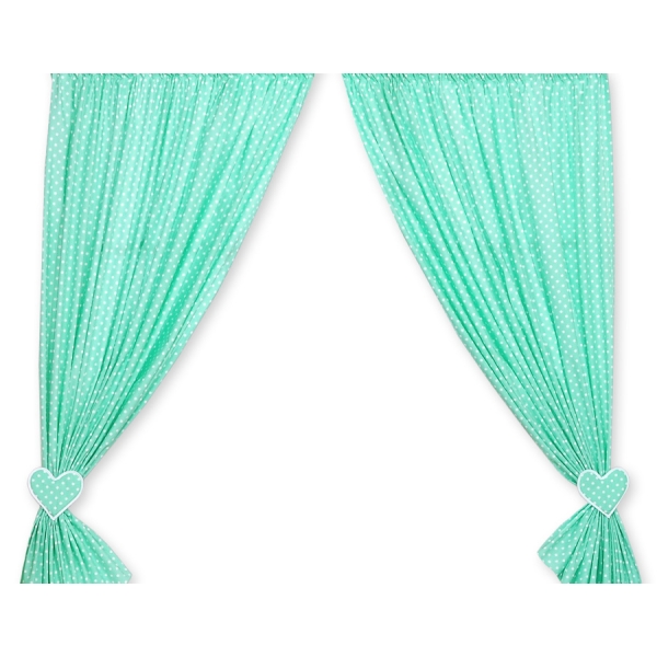 Rideaux pour Chambre de Bébé Menthe à Pois Cœurs
