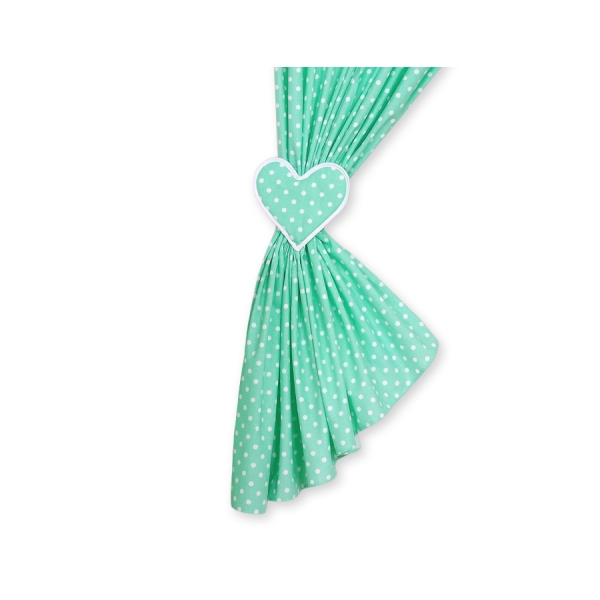 Rideaux pour Chambre de Bébé Menthe à Pois Cœurs
