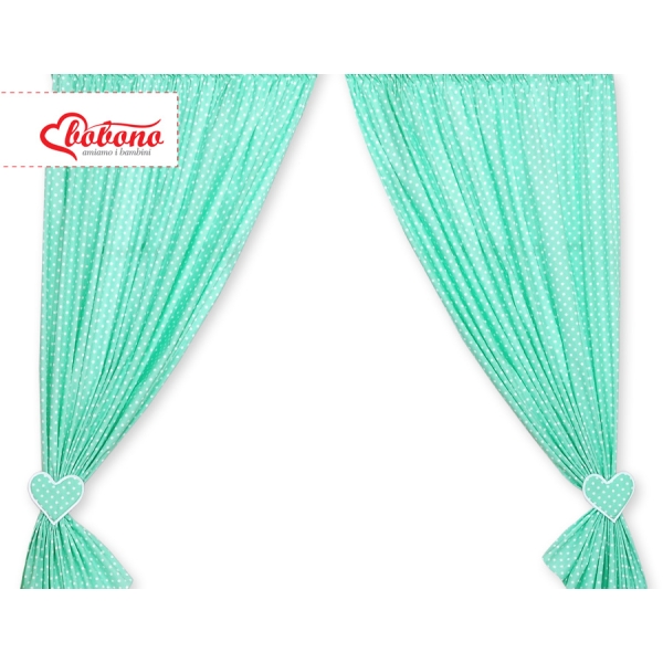 Rideaux pour Chambre de Bébé Menthe à Pois Cœurs