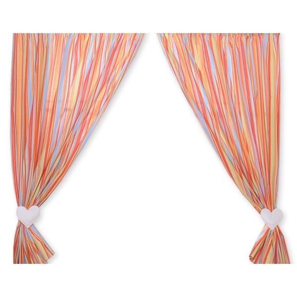 Rideaux pour Chambre de Bébé Orange Rayures Cœurs