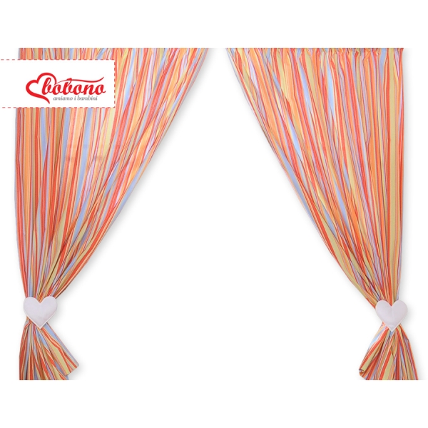 Rideaux pour Chambre de Bébé Orange Rayures Cœurs