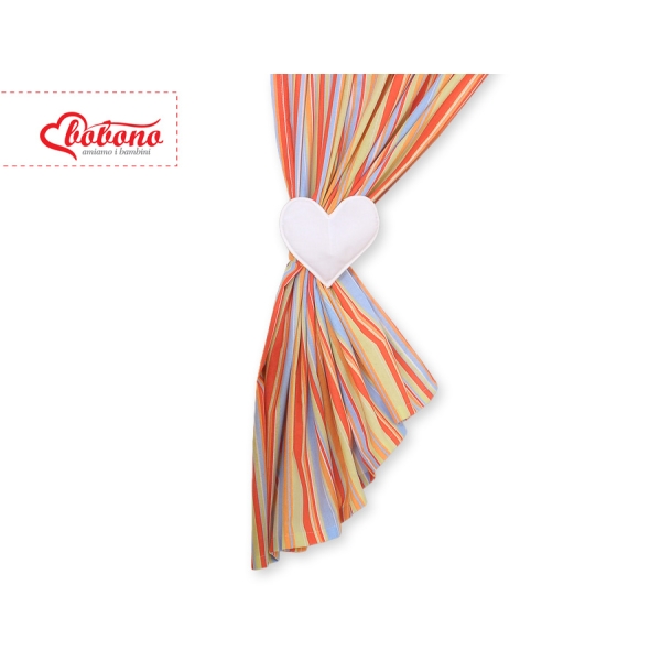 Rideaux pour Chambre de Bébé Orange Rayures Cœurs