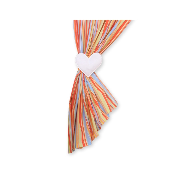 Rideaux pour Chambre de Bébé Orange Rayures Cœurs