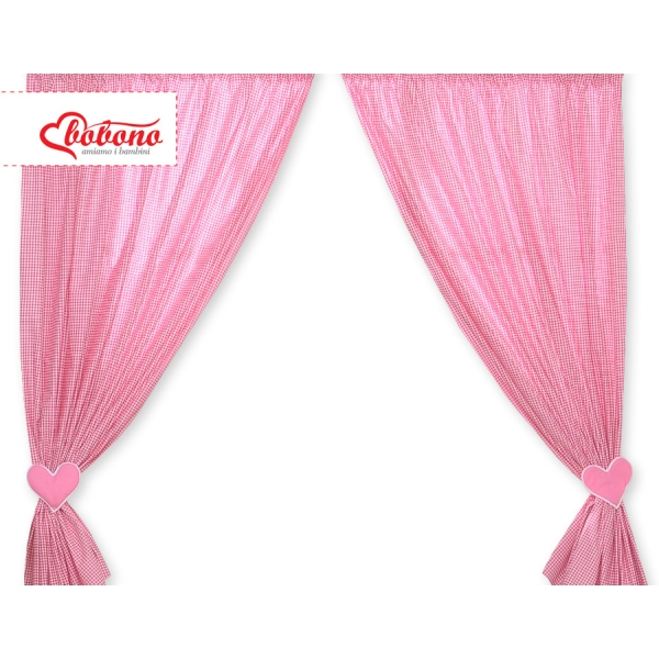 Rideaux pour Chambre de Bébé Rose à Carreaux Cœurs
