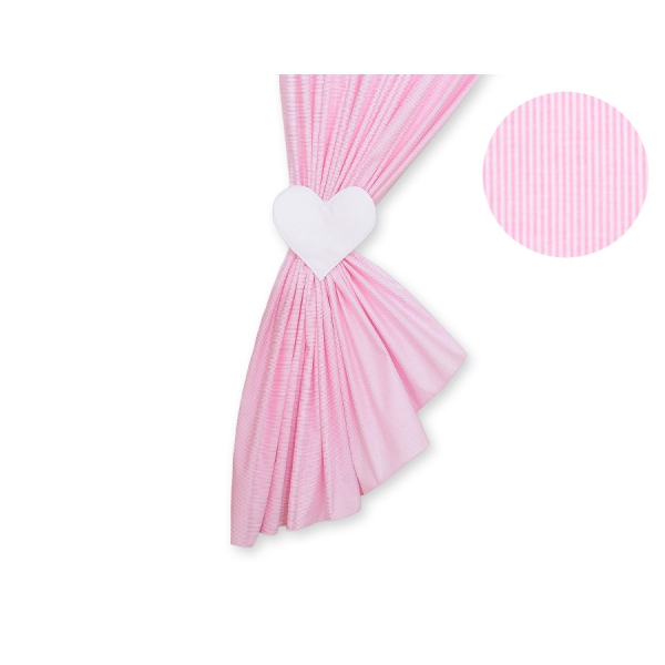 Rideaux pour Chambre de Bébé Rose Rayures Cœurs
