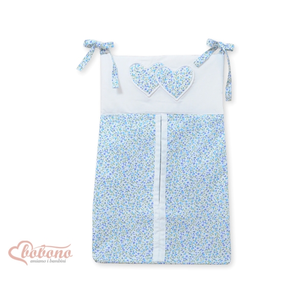 Sac à Couches Bébé Bleu Fleurs Cœurs