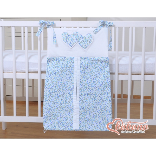 Sac à Couches Bébé Bleu Fleurs Cœurs