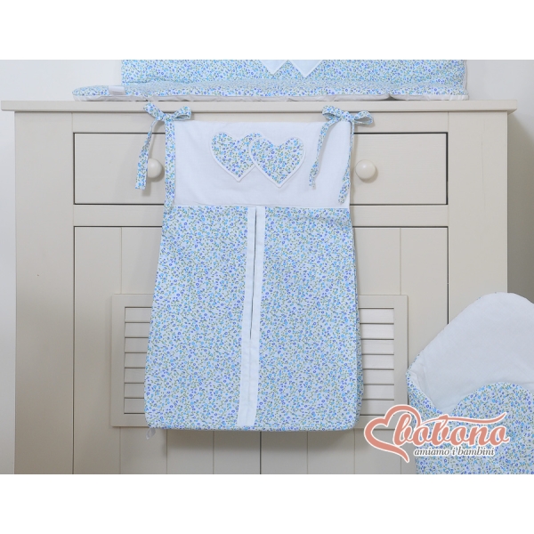 Sac à Couches Bébé Bleu Fleurs Cœurs