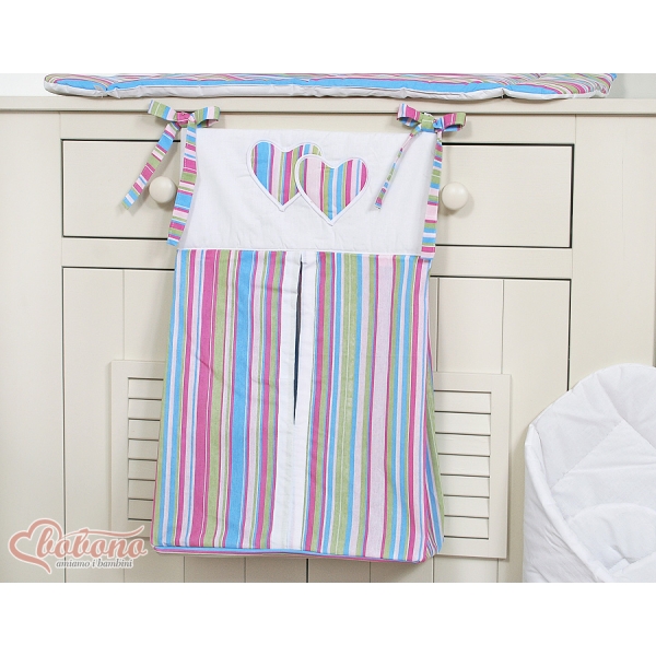 Sac à Couches Bébé Lila Rayures Cœurs