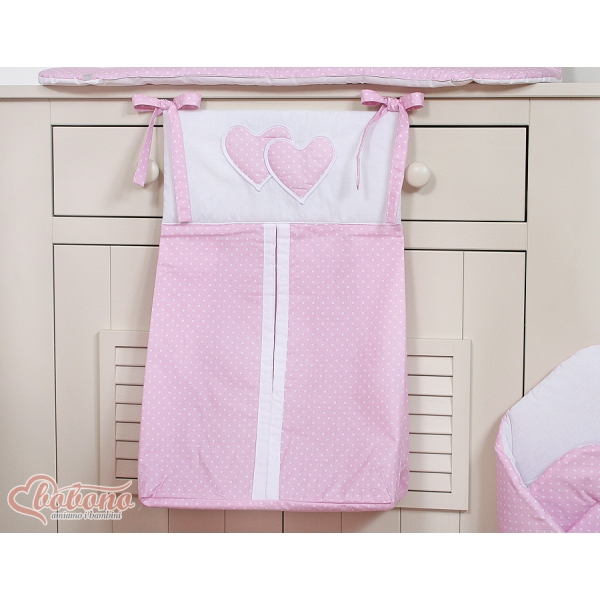 Sac à Couches Bébé Rose à Pois Cœurs