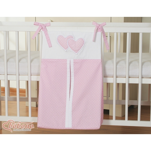 Sac à Couches Bébé Rose à Pois Cœurs
