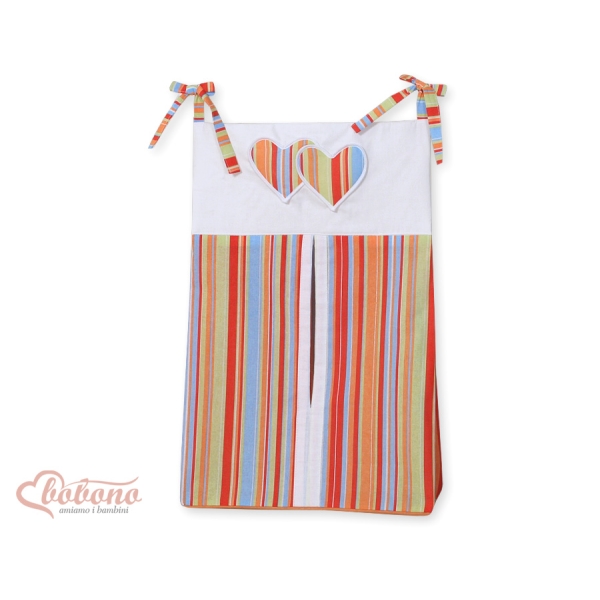Sac à Couches Orange Rayures Cœurs