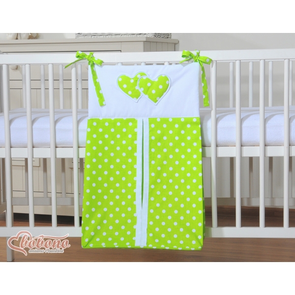 Sac à Couches Vert à Pois Cœurs