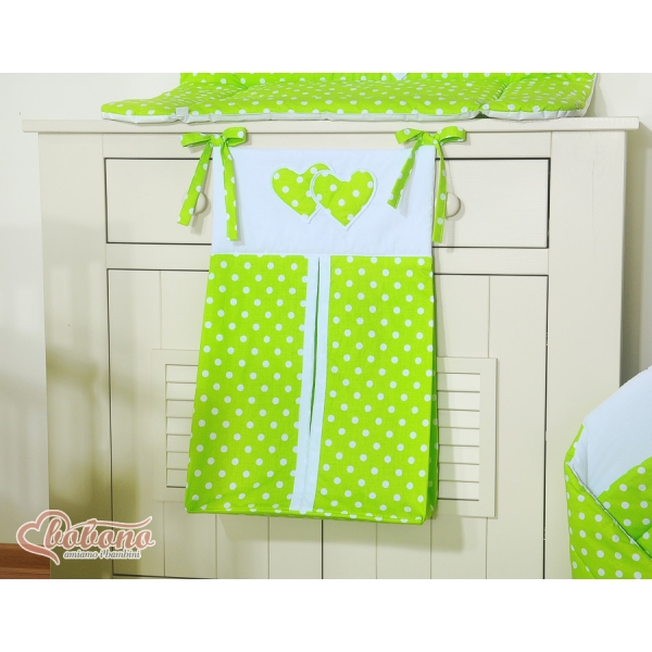 Sac à Couches Vert à Pois Cœurs