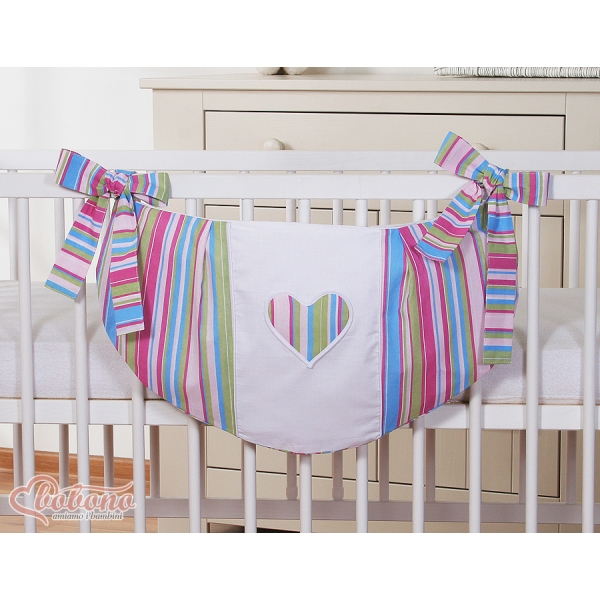 Sac à Jeux et Doudous Lila Rayures Cœurs