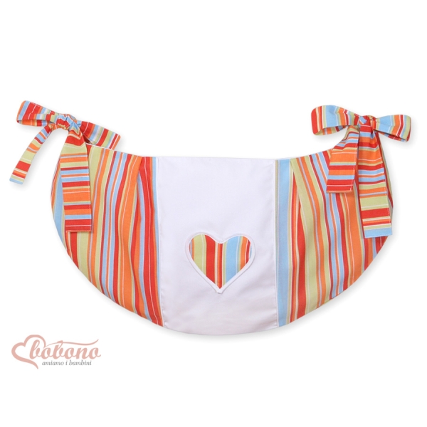 Sac à Jeux et Doudous Orange Rayures Cœurs