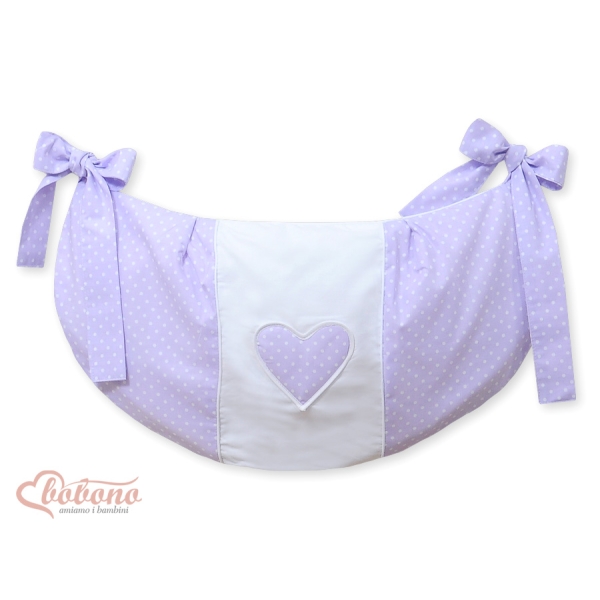 Sac à Jeux et Doudous pour Lit Bébé Lila à Pois Cœurs