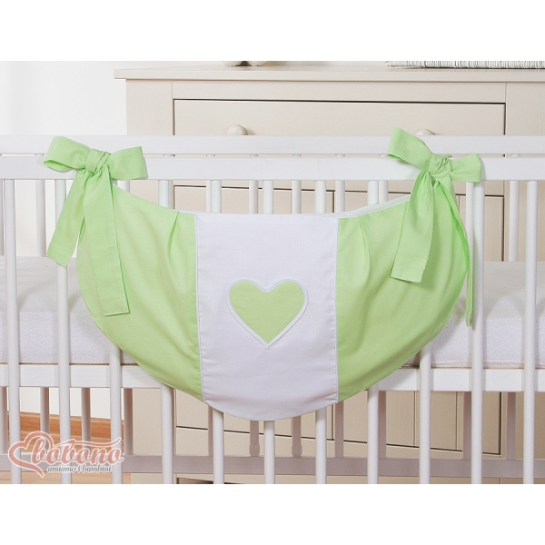 Sac à Jeux et Doudous pour Lit Bébé Vert Cœurs