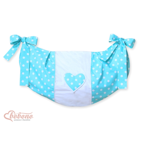 Sac à Jeux et Doudous Turquoise à Pois Cœurs