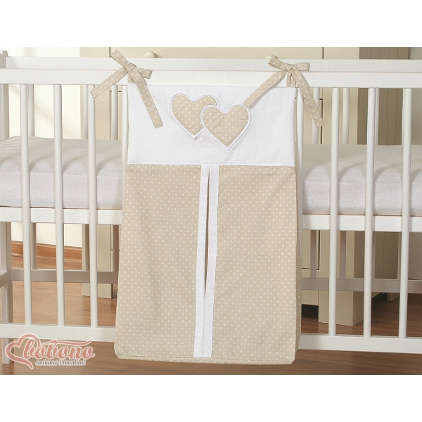 Sac à Langer Couches Beige à Pois Cœurs